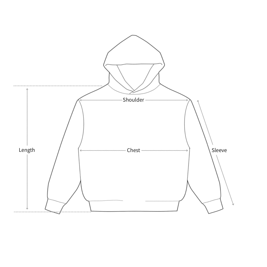 DIMSHADE DARK FLUX HOODIE — measurement diagram